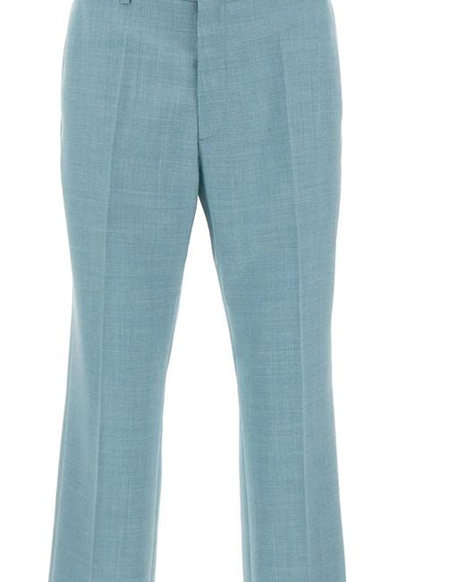 MM6 by Maison Margiela Blue Frayed-Effect Signature-Stitch Trousers for men