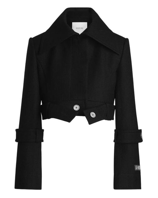 Patou Black Jacke Mit Gürtel Und Breitem Revers