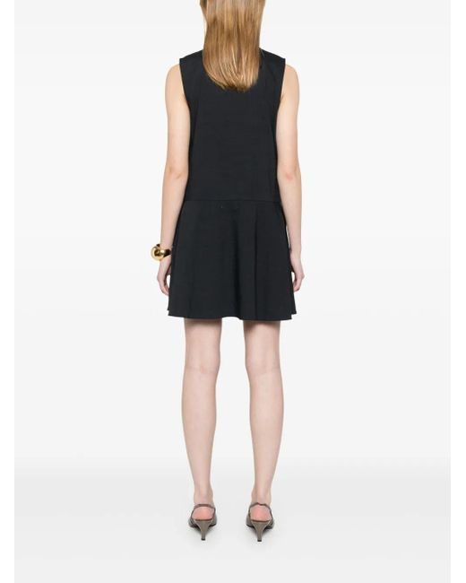 Theory Black Flared Mini Dress With Roll Neck