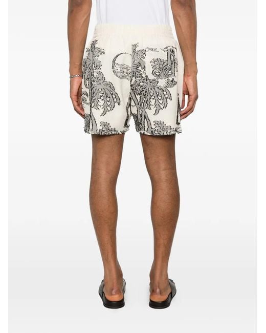 Maison Labiche Natural Tree-Embroidered Shorts for men
