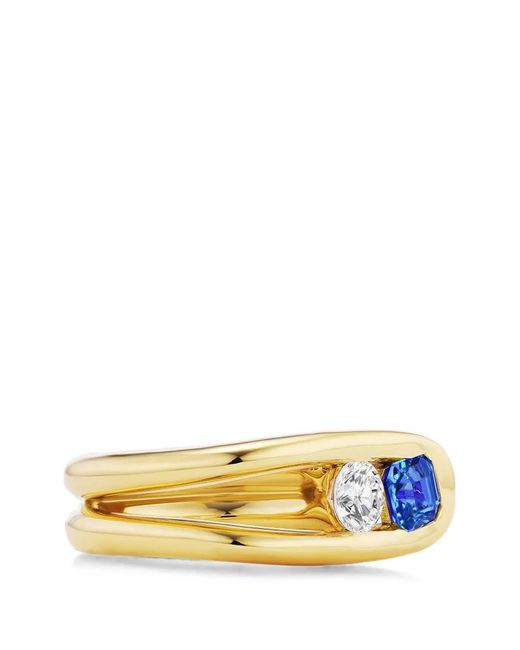 UNIFORM OBJECT Metallic Impact Sapphire And Diamond Ring