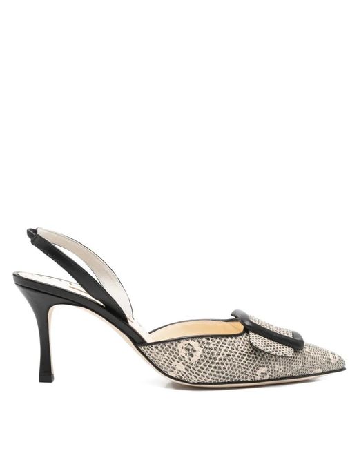 Manolo Blahnik Metallic Mayslibi Buckle-Detail Slingback Pumps