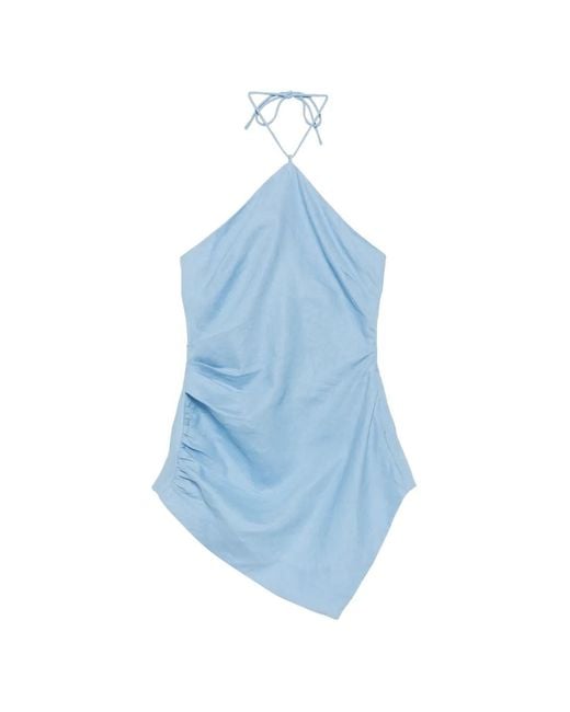 Faithfull The Brand Blue Natalia Halterneck Top