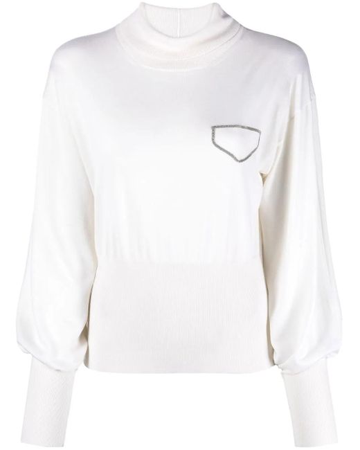 Fabiana Filippi White Monili-Detail Knitted Jumper