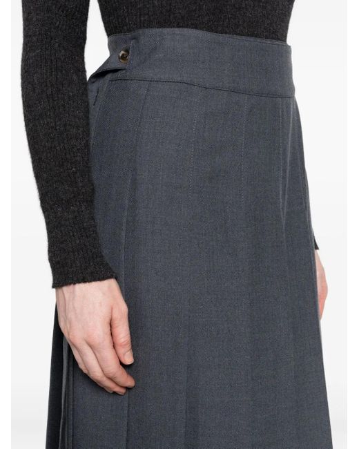 Rohe Gray Buttoned Midi Pleated Skirt