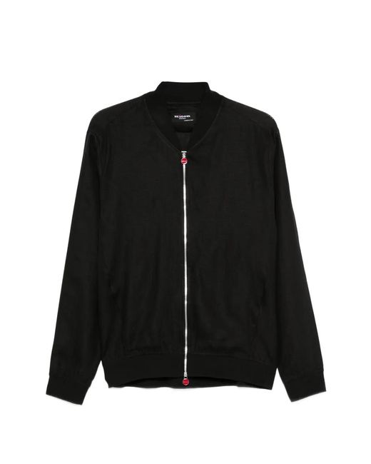 Kiton Black Linen Bomber Jacket for men