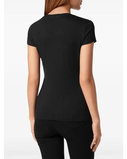 Philipp Plein Black Logo-Appliquéd Cotton T-Shirt