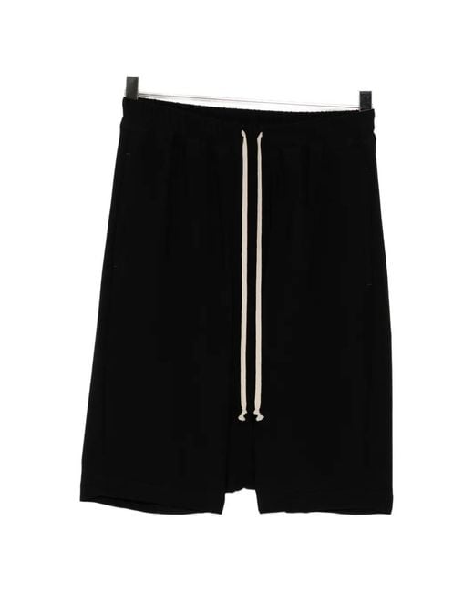 Rick Owens Black Drawstring Dropped-Crotch Shorts for men