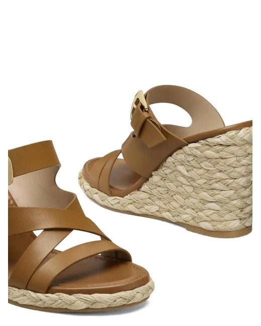 Stuart Weitzman Brown Sai Buckle-Fastening Wedge Espadrilles