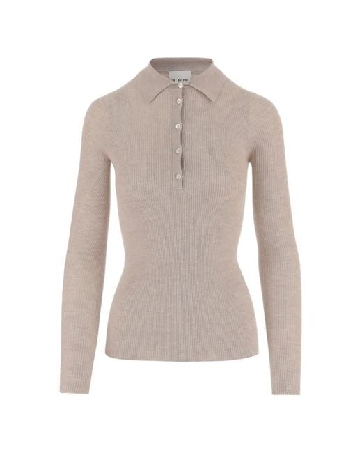 Sa Su Phi Gray Ribbed Button Polo Shirt