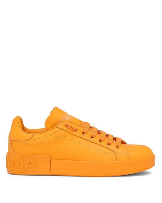 Dolce & Gabbana Orange Portofino Low-top Leather Sneakers