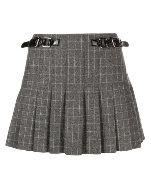 Maje Gray Check-pattern Pleated Miniskirt