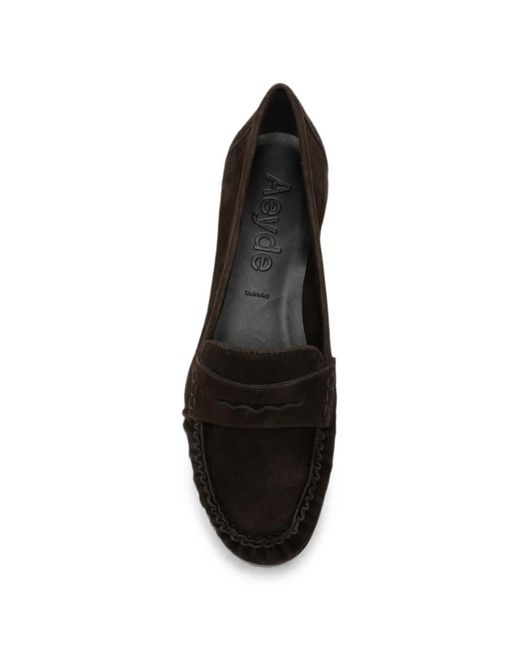 Aeyde Black Aldous Suede Penny-Slot Loafers