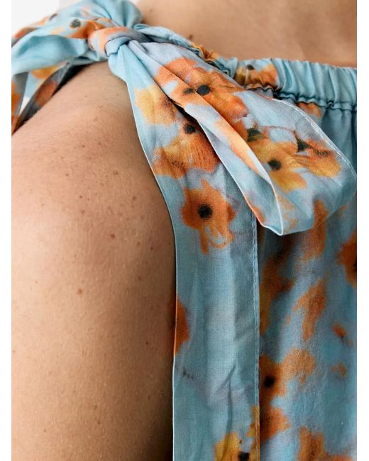 Marc O' Polo Blue Floral-Print Tie-Fastening Mini Dress