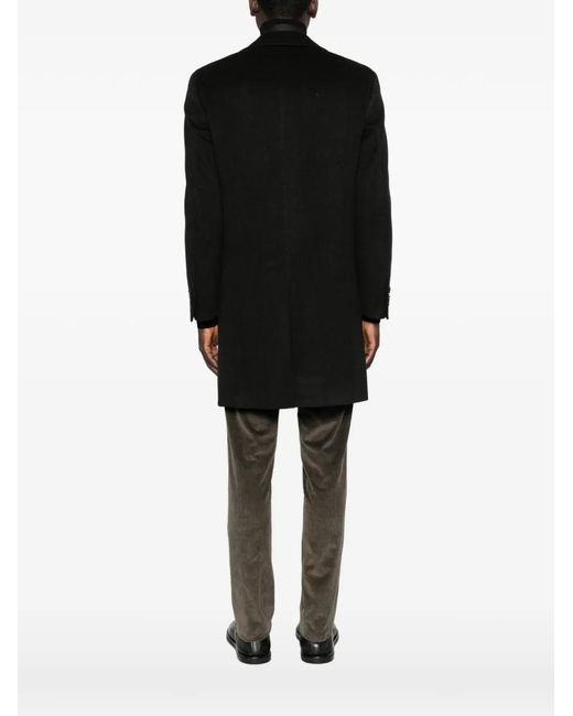 Canali Black Buttoned Coat for men