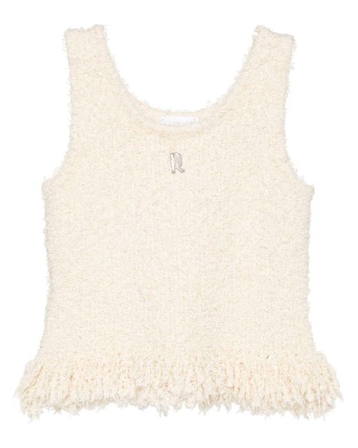 Rabanne Natural Logo-plaque Fringed Knitted Top