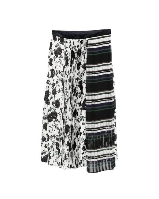 美品✨sacai プリーツ　ドッキング　バンダナ柄スカート キュロットスカート Sacai レディース ブラック プリント プリーツスカート 【公式通販】