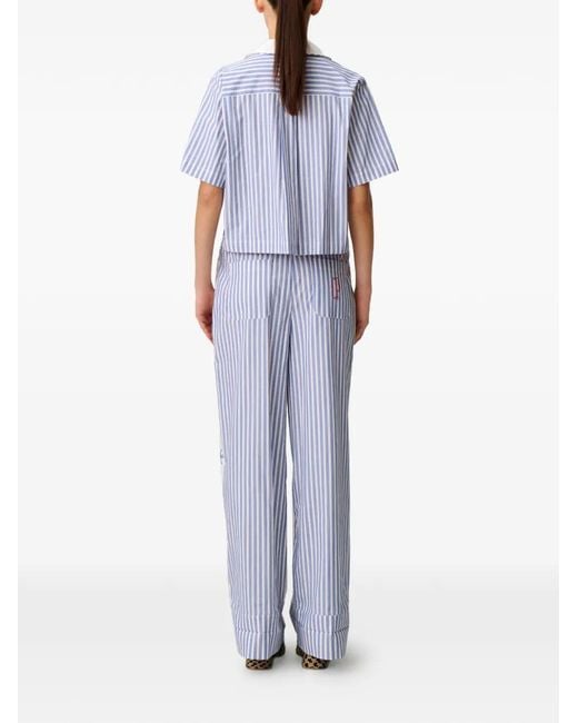 Claudie Pierlot Blue Stripe-Pattern Cotton Shirt