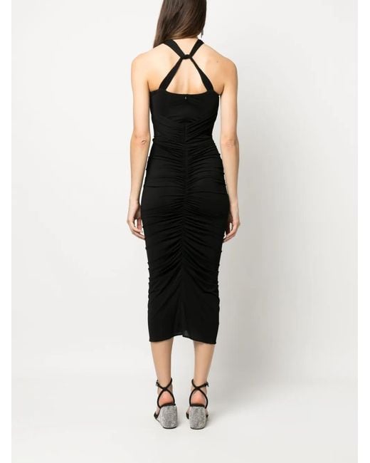 Magda Butrym Black Floral-Appliqué Cut-Out Midi Dress
