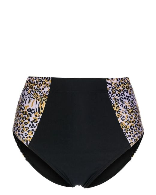 Duskii Black High-Waisted Leopard-Print Bikini Bottoms