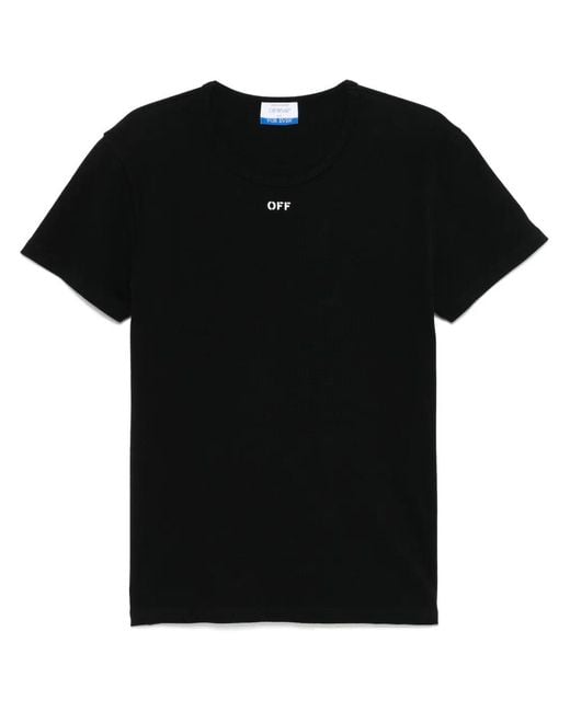 Off-White c/o Virgil Abloh Black T-Shirt Côtelé Off-Stamp for men