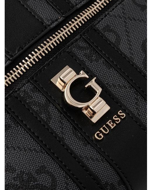 Guess Black Erenia Logo-Plaque Zip Backpack