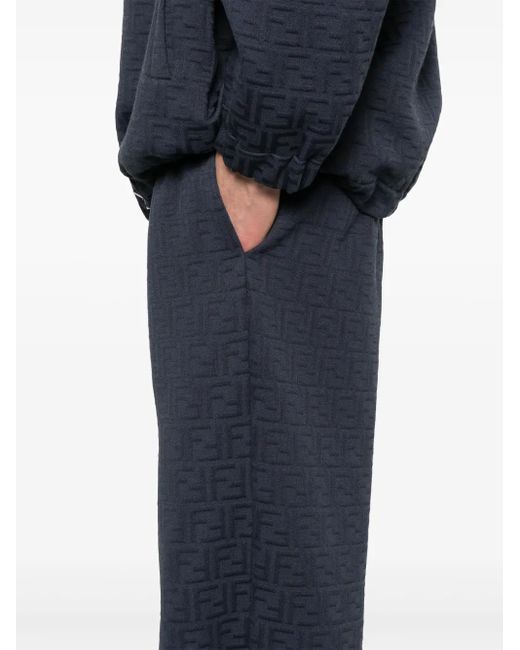 Fendi Blue Ff-Embossed Sweatpants for men