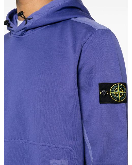 Stone Island Blue Compass-Badge Cotton Hoodie for men