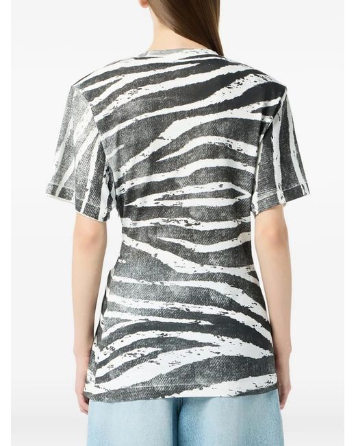 Blumarine Gray Print Metal Detail T-Shirt