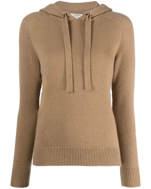 Max Mara Brown Cashmere Drawstring Hoodie