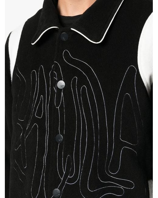 Haculla Black Embroidered-Logo Shirt Jacket for men