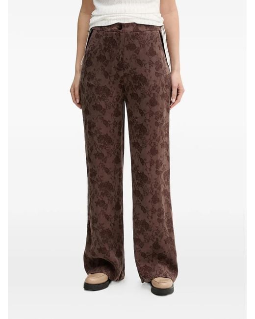 INTROPIA Brown Floral-Patterned Trousers