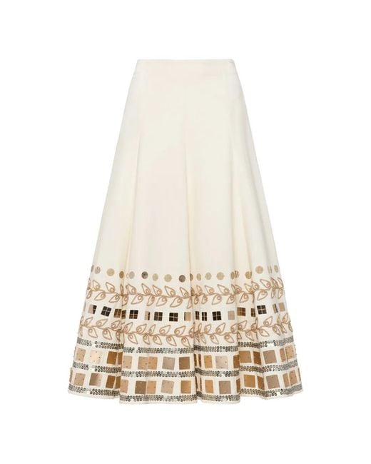 Cinq À Sept White Embellished Cotton Skirt