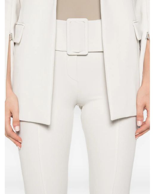 Patrizia Pepe White Belted Slim-Fit Trousers