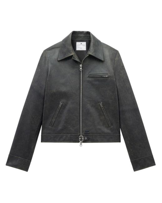 Courreges Black Officer Leather Jacket for men