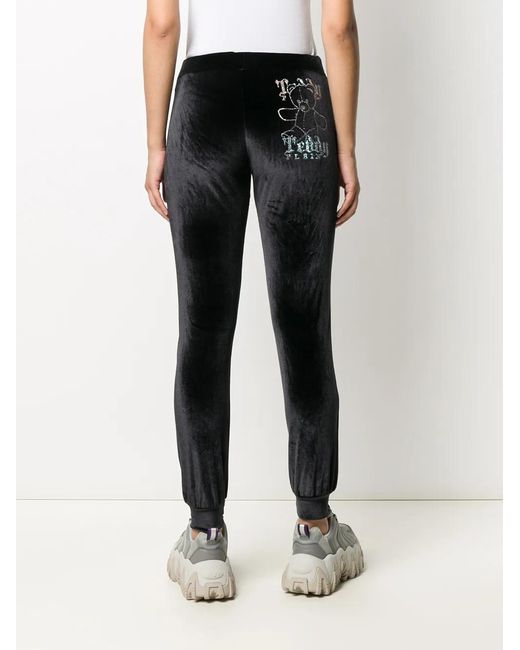 Philipp Plein Black Monogram Teddy Bear Track Pants