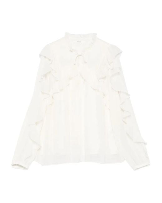 Ba&sh White Ruffled Blouse