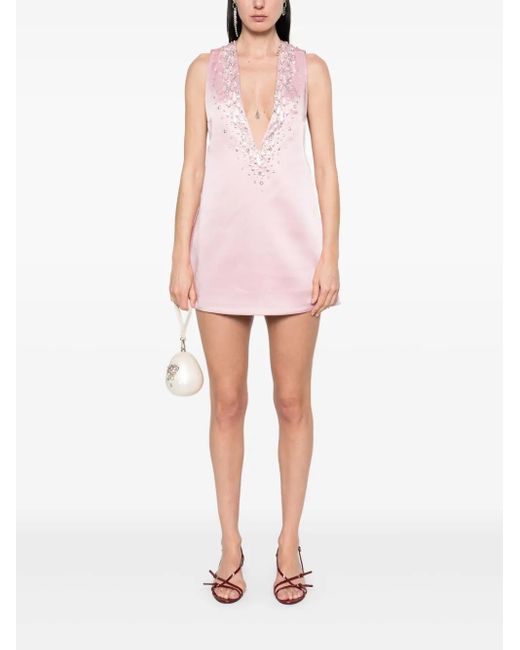 retroféte Pink Crystal-Embellished Mini Dress