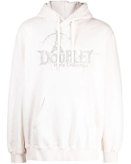 Doublet White Logo-Embellished Cotton Hoodie for men