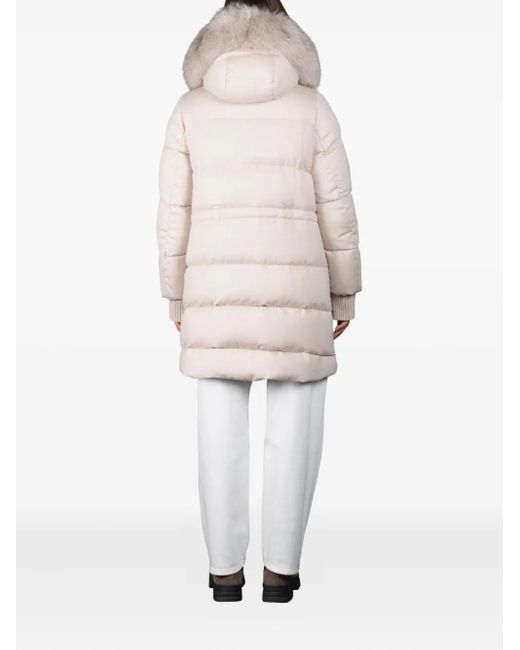 Moorer White Talassa Fur-Trimmed Quilted Jacket