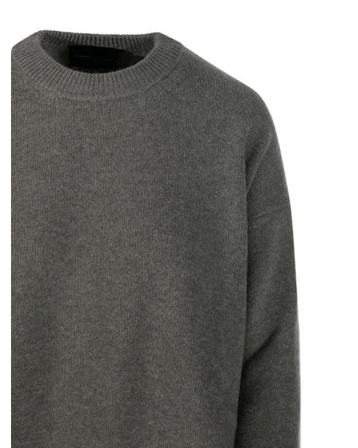 Roberto Collina Gray Ribbed-Hem Crew-Neck Sweater
