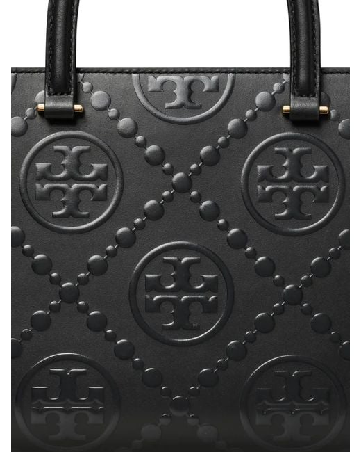 Borsa Tote T Monogram Square di Tory Burch in Black