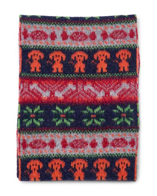 Howlin' By Morrison Schal aus Lammwolle mit Hunde-Fairisle in Red für Herren
