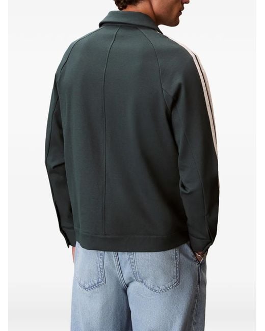 Calvin Klein Black Milano Side-Stripe Logo-Patch Jacket for men