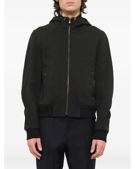 Wooyoungmi Black Hooded Zip-Up Track Jacket for men