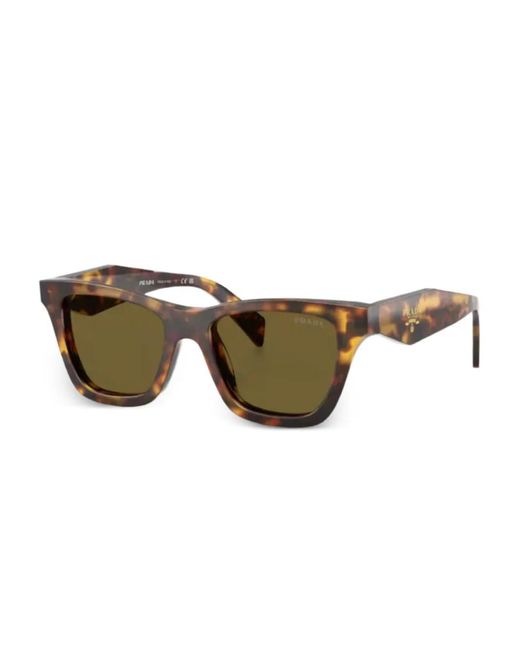 Prada Natural Square-Frame Logo-Lettering Sunglasses