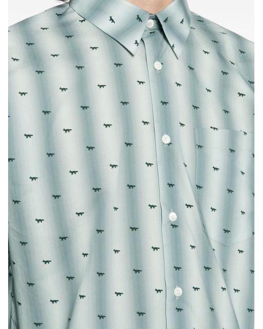 Chemise en coton à logo imprimé Maison Kitsuné pour homme en coloris Blue