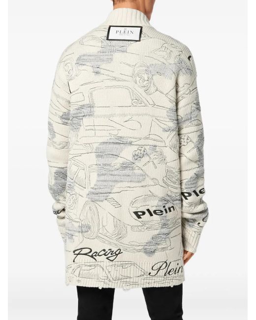 メンズ Philipp Plein Cars Racing カーディガン White