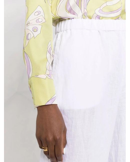 Aspesi White Elasticated Straight-Leg Trousers