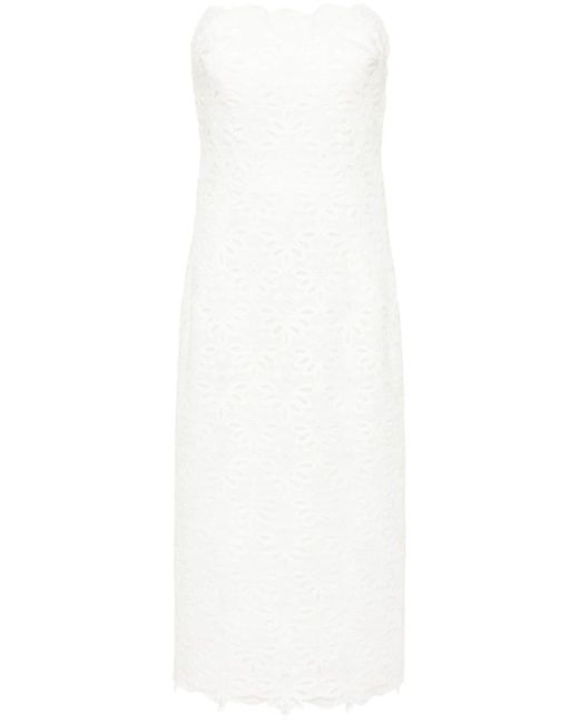 Ermanno Scervino White Macramé-detail Bandeau Midi Dress